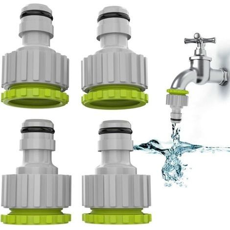 Raccord de robinet 2-en-1 4 pièces pour tuyau d'irrigation 1/2” et 3/4” (1/5)