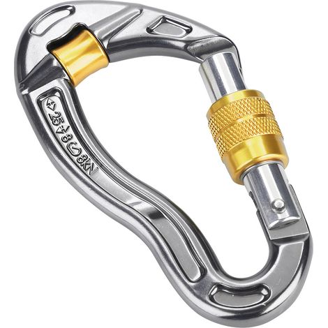 Mousqueton de sécurité 25KN à vis pour escalade, alpinisme et équipement de sauvetage (Jaune) (1/5)