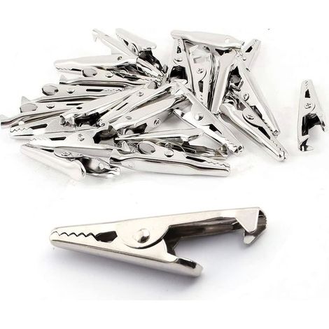 Pinces crocodiles en métal 20 pièces, pinces crocodiles de test électrique pour travaux de laboratoire et tests électriques, longueur 28mm (1/5)