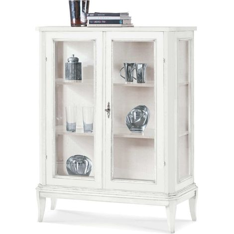 JASMINE - credenza con vetrina in legno massello cm 96 x 36 x 116 h