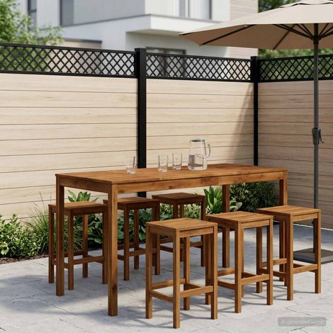 vidaXL Mesa de Bar para Jardín Natural 196 x 80,5 x 105 cm (1/5)
