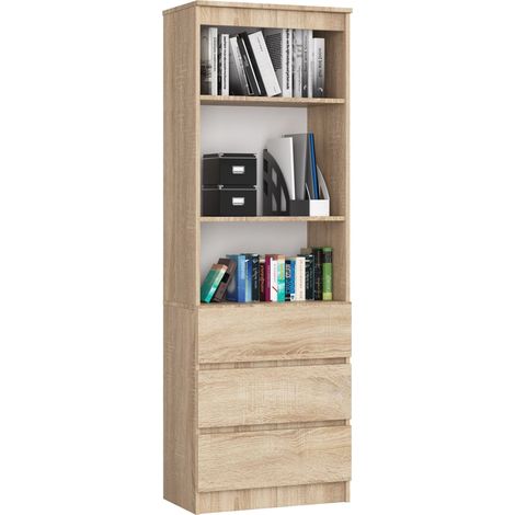 Colonne salle de bain, 2 portes, 140 × 30 × 30 cm, Chêne Sonoma, blanc mat (1/5)