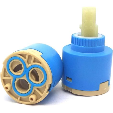Lot de 2 cartouches en céramique 35 mm - Pièce de rechange pour robinet de cuisine, mitigeur de lavabo, douche et mitigeur (1/5)