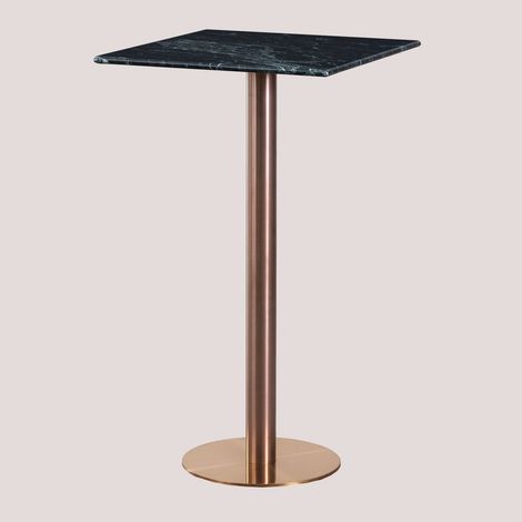 SKLUM Hoher quadratischer Bartisch aus Marmor (60x60 cm) Cosmopolitan           Roségold           Grüner Marmor             