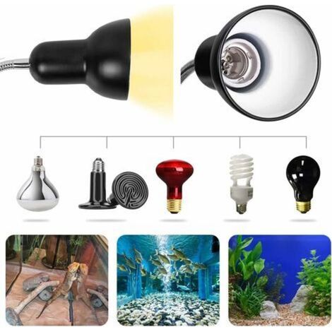 Lampe chauffante Tortue, 2 Ampoules UVA UVB 25W Lampe chauffante pour reptiles avec support Lampe Terrarium avec pince pivotante à 360 °Éclairage des tortues pour Reptiles, Amphibiens, Tortue