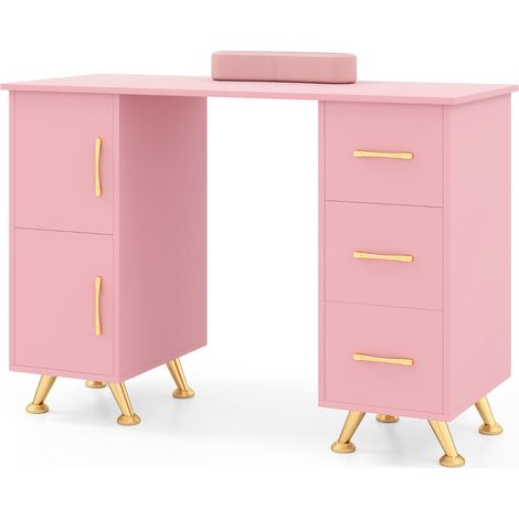 Mesa de manicura profesional 108 x 45 x 76 cm almacenamiento óptimo estilo moderno MDF rosa 200019068