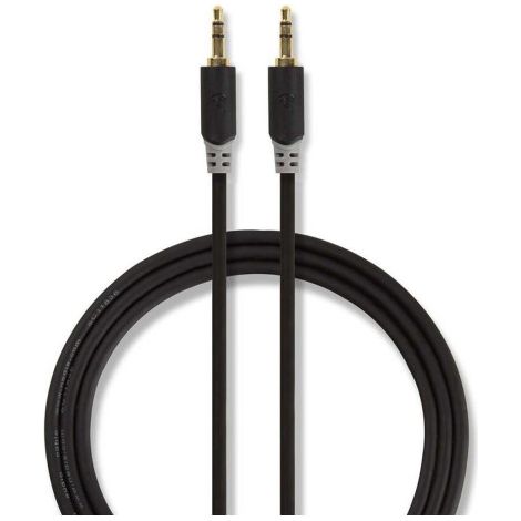 Câble Audio Stéréo 3.5 Mm Mâle 3.5 Mm Mâle Plaqué Or 1.00 M Rond Anthracite Boite Avec Fenêtre - Nedis (1/3)