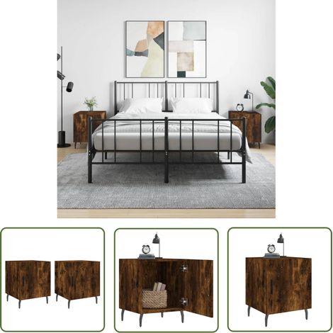 The Living Store Tables de chevet 2 pcs chêne fumé 40x40x50 cm bois d'ingénierie - Table De Chevet - Meuble De Chambre - Armoire De Chevet - Commode - Design Moderne (1/5)
