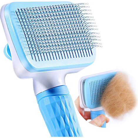 Spazzola autopulente per cani e gatti, che rimuove efficacemente fino al 95% del pelo morto e tomentoso, adatta a cani e gatti a pelo corto e lungo. (1/4)