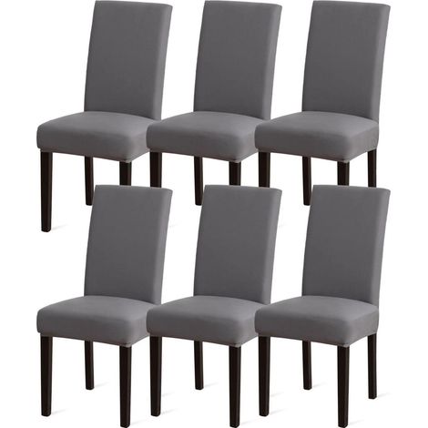 Stuhlhussen 6er Set Grau, Stretch Esszimmerstuhlbezug abnehmbar waschbar (1/5)