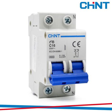 Chint eb/c16-1pn-4,5 -interruttore magnetotermico 1p+n 16a curva c 2m 328387 (1/2)