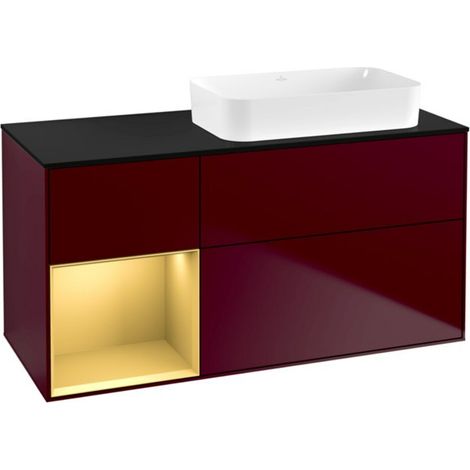 V&B Waschtischunterschrank Finion 120x60 cm, Reg li Gold matt, Peony Matt (1/2)