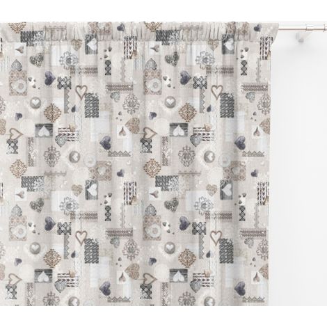 TENDA SHABBY beige cm.150X280 Tirolese confezionata MADE in ITALY (1/5)