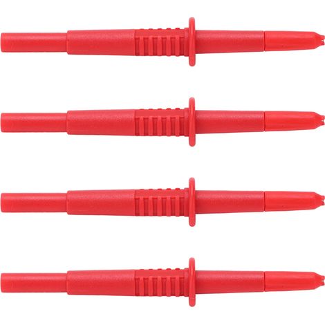 Lot de 4 sondes de test électriques avec douilles bananes de 4 mm, pour le perçage de fils isolés (rouge). (1/5)