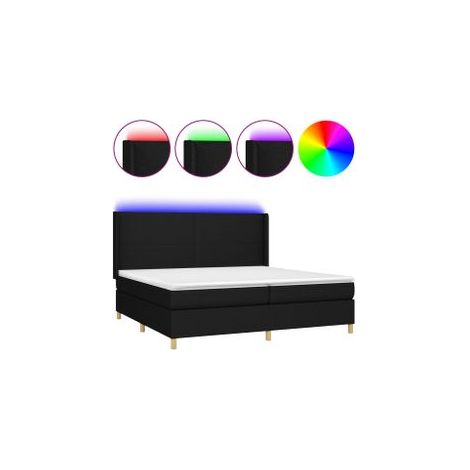 Sommier à lattes de lit matelas et LED Noir 200x200 Tissu (1/5)