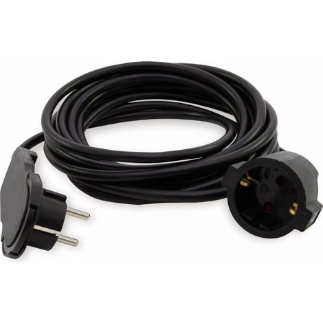 Rallonge avec prise de terre REV Smart, avec fiche plate, 5 m, noir
