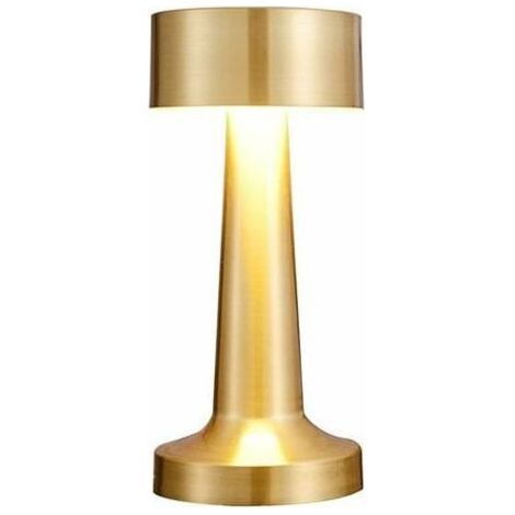 Lampe à poser LED rechargeable – Capteur tactile – 3 niveaux de luminosité – Autonomie 10h – Métal doré – Pour bar, restaurant, chambre (1/5)