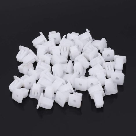Lot de 50 rivets de fixation à pousser carrés blancs en plastique pour carrosserie de voiture avec clips de garniture et moulure (1/5)