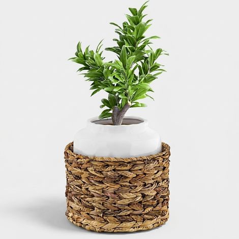 Vaso basso grande in ceramica e rattan Sirenuse (1/3)