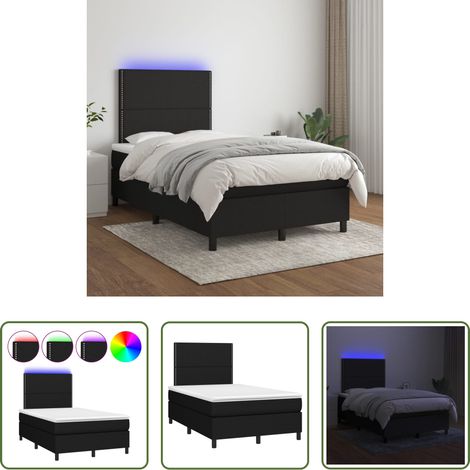 vidaXL LED-Leiste - Boxspringbett mit Matratze & LED Schwarz 120x200 cm Stoff