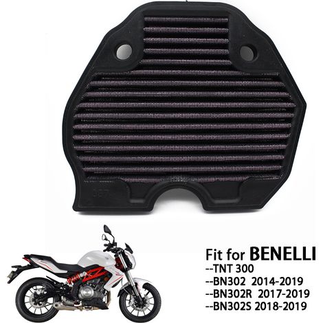 High-flow intake air filter compatible with Benelli Huanglong BJ300GS and Lanbaolong TNT BN302 models