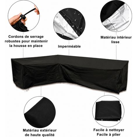Housse de canapé d'angle de jardin imperméable Oxford noir 210 × 270 × 85 × 90 cm 210 270 85 90cm 30 × 20 × 5 cm 920 g – Livraison gratuite (1/5)