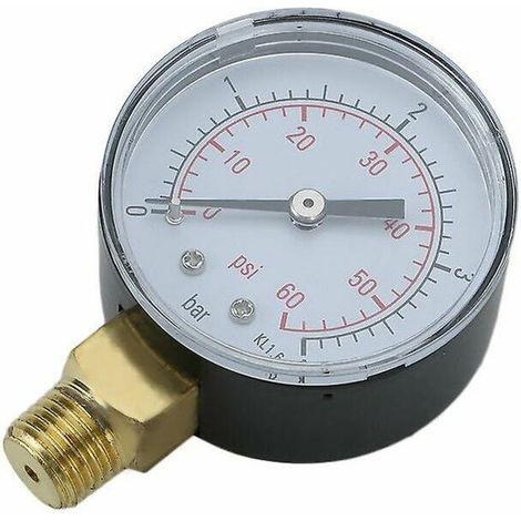 Manomètre De Pression Pour Filtre De Piscine Et Spa - 0-60 Psi 0-4 Bar - Raccord BSPT 1/8" En Bas - Usage Multifonctionnel - 1 Pièce