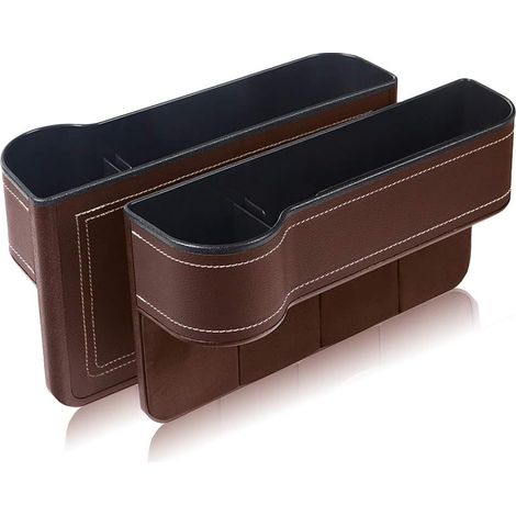 MINKUROW Scatola Portaoggetti Per Auto, 2 Pezzi Organizer Per Seggiolino Auto Universale Tasca Laterale Per Sedile In Pelle Scatola Per Portaoggetti Per Portamonete Telefono Monete Chiave Per Sigarett (1/5)