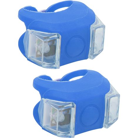 Lot de 2 feux de vélo LED avant et arrière, lampe de sécurité multicolore avec 3 modes d'éclairage, étanches, bleus. (1/5)