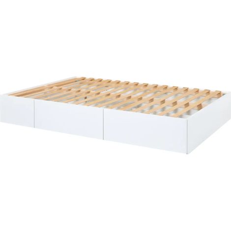 Letto alla Francese 140x200 cm Bianco con 4 Cassetti Rete a Doghe (1/5)