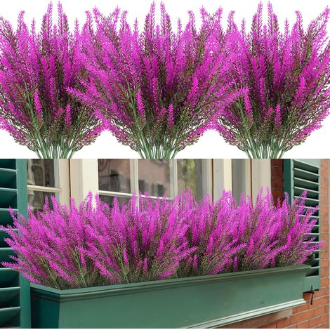 Fleurs de lavande artificielles, 12 lots, résistantes, aux UV, ne se décolore pas, Imitation plante en plastique (1/5)