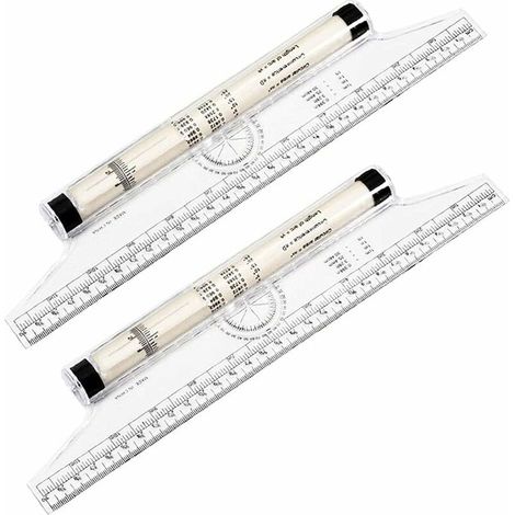 2-teiliges Set aus rollbarem Parallellineal, rollbarem Zeichenlineal und Mehrzwecklineal. (1/4)