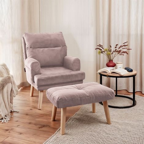 Relaxsessel Sessel CATANIA inkl. Hocker in Stoff Trinity Puderrosa