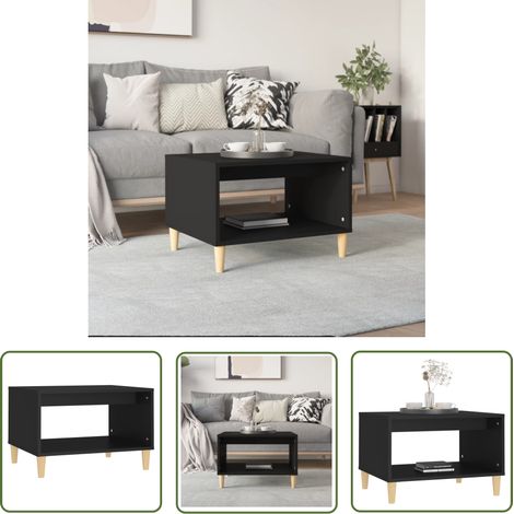 The Living Store Table basse Noir 60x50x40 cm Bois d'ingénierie - Table Basse - Meuble Salon - Table D'appoint - Table Design - Table En Bois