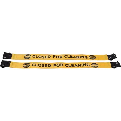 Lot de 2 Bandes Magnétiques de Signalisation « Fermé pour Nettoyage » en Nylon avec Ventouses Ruban D’Avertissement Réutilisable pour Portes Lisses Panneau de Nettoyage (1/5)