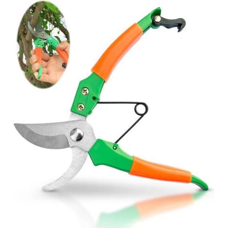 Bypass-Gartenschere - Garten-Schere - Grün und Orange - Hochwertiger Kohlenstoffstahl - 19 cm