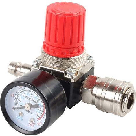 1/4" Air Compressor Pressure Regulator (Four-Way Valve), Pressure Regulating Valve with 140 psi 12 bar Connection (1/5)