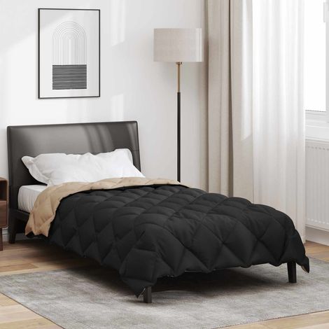 Winterbettdecke Schwarz und Taupe 140 x 200 cm Mikrofaser