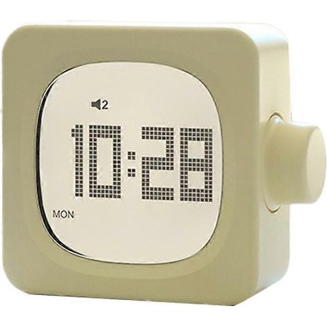 Réveil en forme de blocs de construction, réveil original pour étudiants, réveil électronique de chevet, réveil de bureau avec lumière de réveil, jaune rechargeable. (1/5)