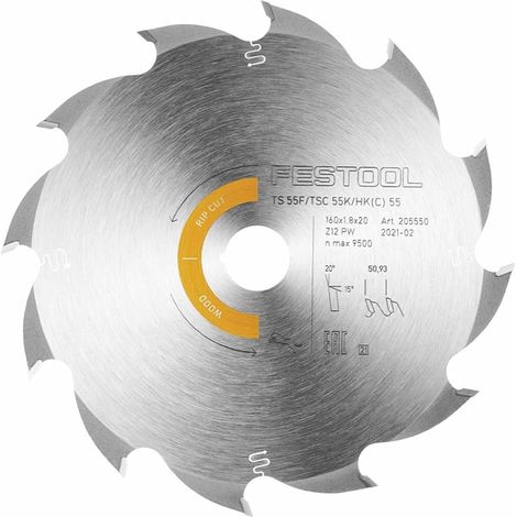 Festool 160mm x 20mm 12 Tooth Panther Clean Wood Rip Cut Saw Blade HW TS55 TSC55 (1/2)