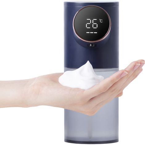 Automatischer Schaumseifenspender, 320 ml Fassungsvermögen, Temperatur- und Leistungsanzeige, berührungslose Infrarotbedienung, USB-aufladbar