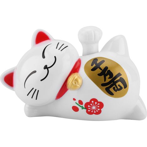 Gatito de la suerte, perezoso, tumbado, solar, ManoMano [Sólido] ABS Silicona Adorable Buena Fortuna 10,5cm (1/5)