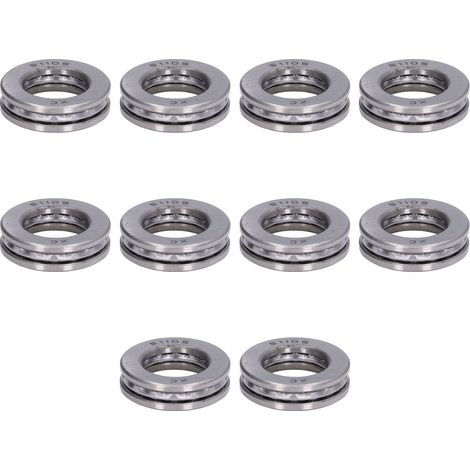 10 Stück Flachkugellager, hochpräzise, abnehmbare Miniatur-Axiallager aus Metall, Satz 51105 (1/5)