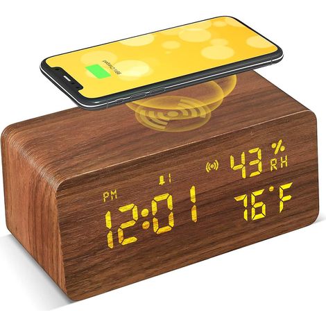 Réveil avec haut-parleur Bluetooth, radio-réveil numérique à chargement sans fil et radio-réveil intelligent