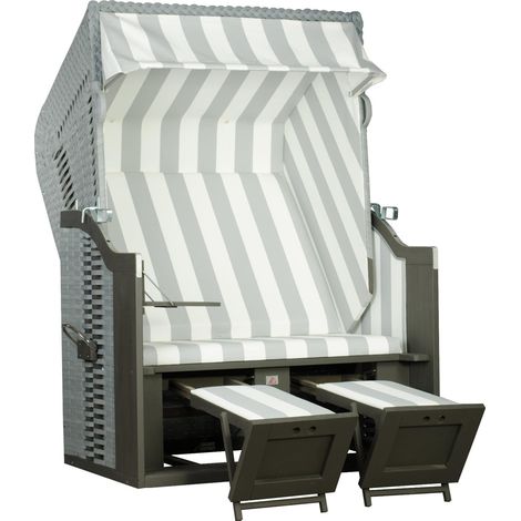 deVries Strandkorb Profi Ostsee FEHMARN PE Des. 989 Gartenstrandkorb 124x87x159cm (1/5)
