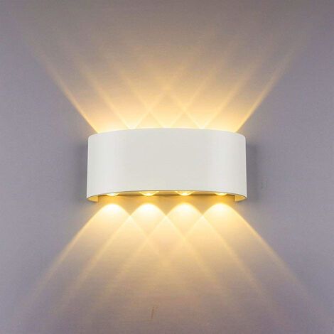 Applique Murale Intérieur Extérieure 8 LED 3000K Lampe de Mur Lumière Blanc Chaud Blanc pour Maison Couloir (1/4)