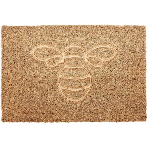 Zerbino moderno per interni 40 x 60 cm Home Bumble Bee Motif Coir Antiscivolo Fondo PVC Natural Cavite