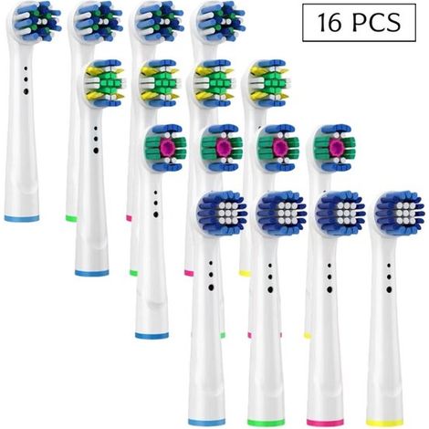 Têtes de brosse pour brosses à dents électriques Oral-B - Lot de 16, blanches (1/5)