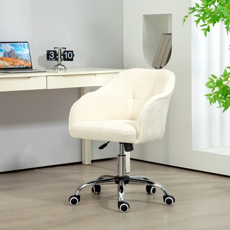Bürostuhl, ergonomischer Bürostuhl, höhenverstellbar, gepolsterte Sitzfläche und Rückenlehne, cremefarben