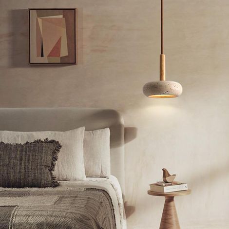 Gelbe Marmor Pendelleuchten Esstisch Wabi-Sabi Japanischer Stil Kronleuchter Travertin Deckenpendelleuchte Nordische Nachttischlampe Restaurant Flur Pendelleuchte (1/3)